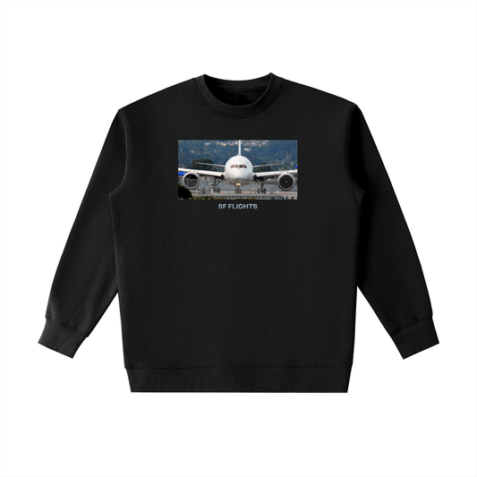 Essential Heavyweight Crewneck Sweatshirt — B787 Dreamliner at SFO Airport