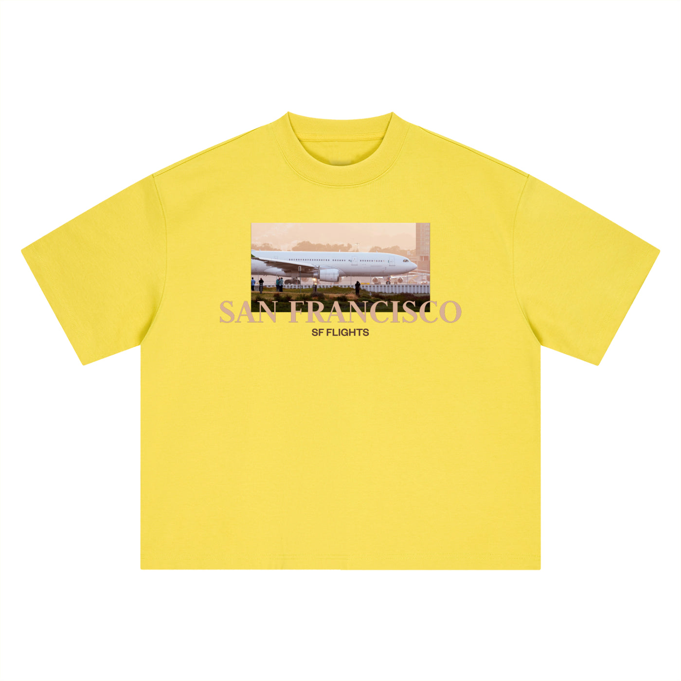 Boxy Oversized T-Shirt — A330 Golden Hour at SFO