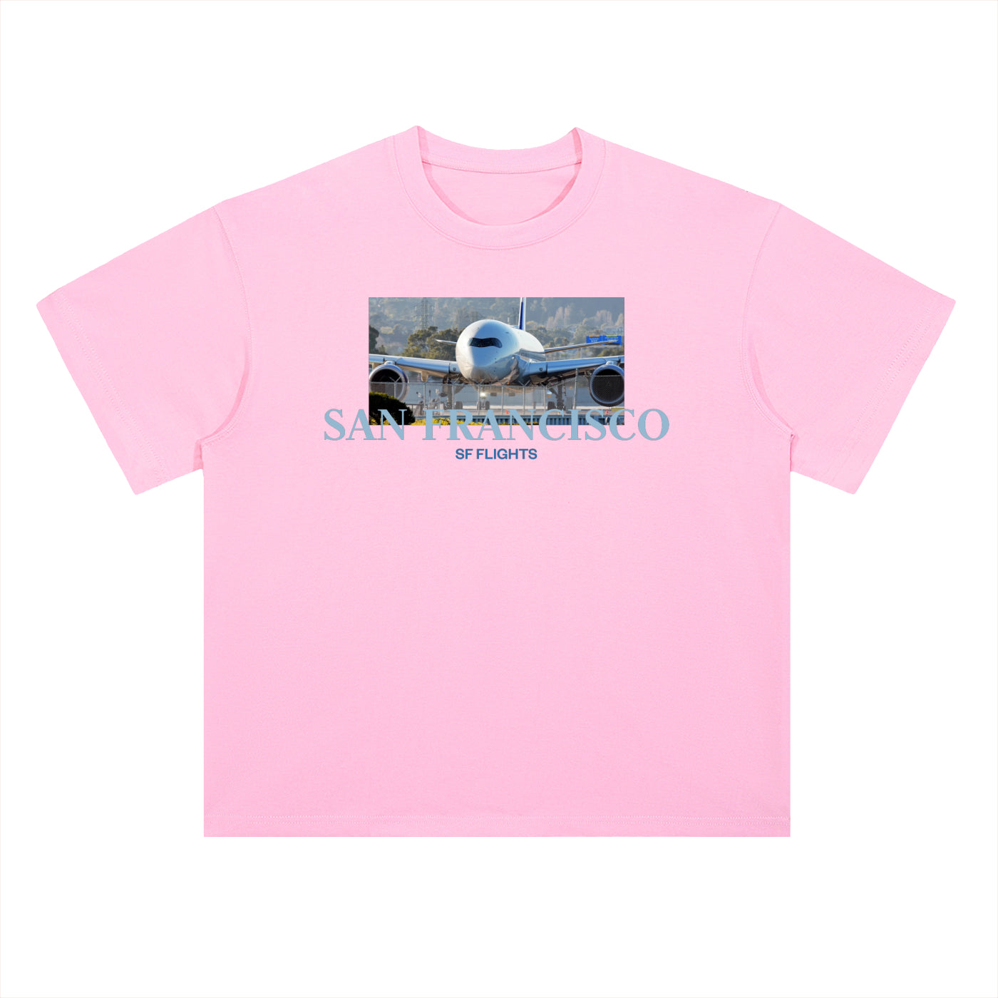 Heavyweight Drop Shoulder Cotton T-Shirt — A350 Taxiing at SFO