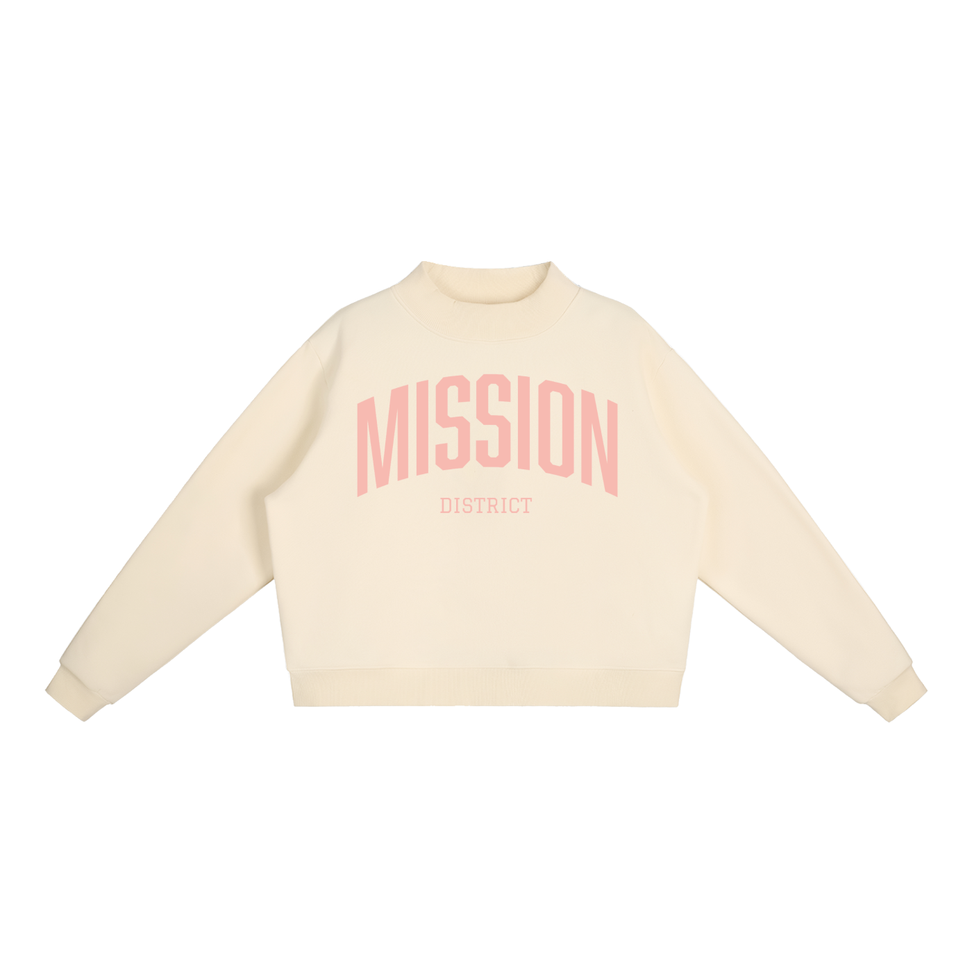 Mission Disrict SF Rose Essential Women Fleece Mock-Neck Crew Sweatshirt