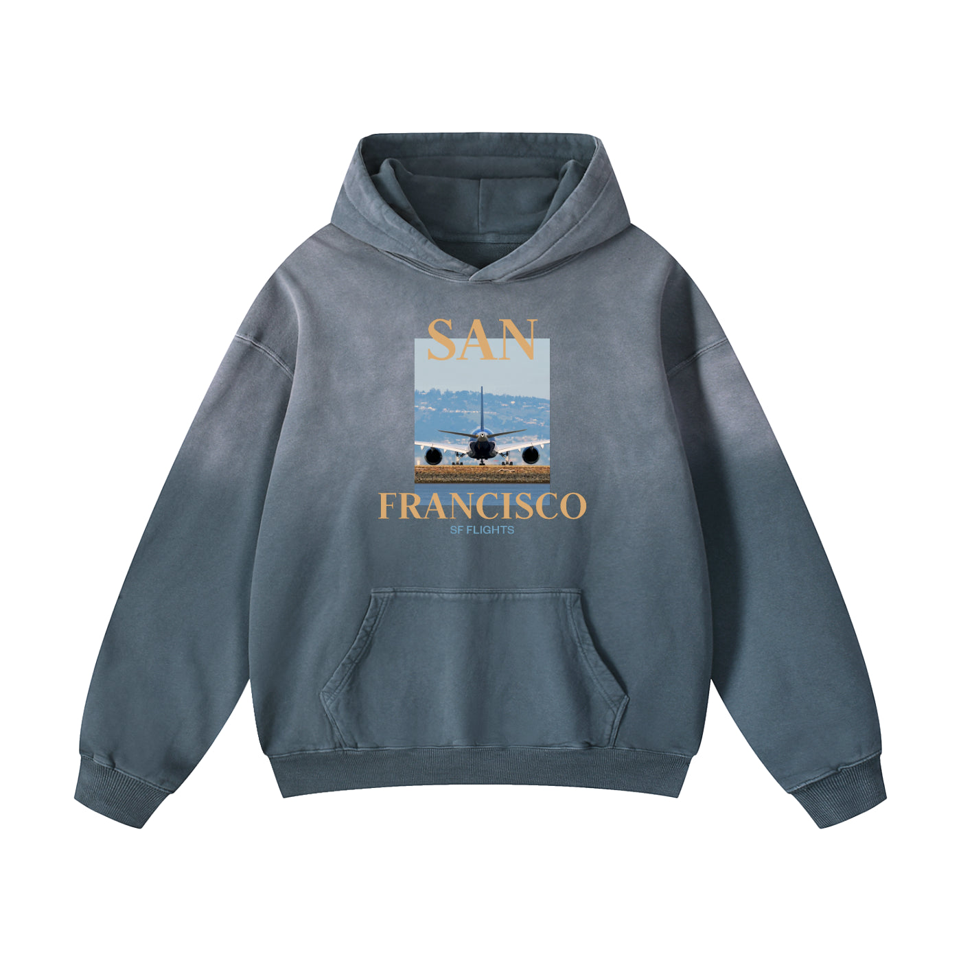Heavyweight Sunfade Oversized Hoodie — A350 Ready for Departure