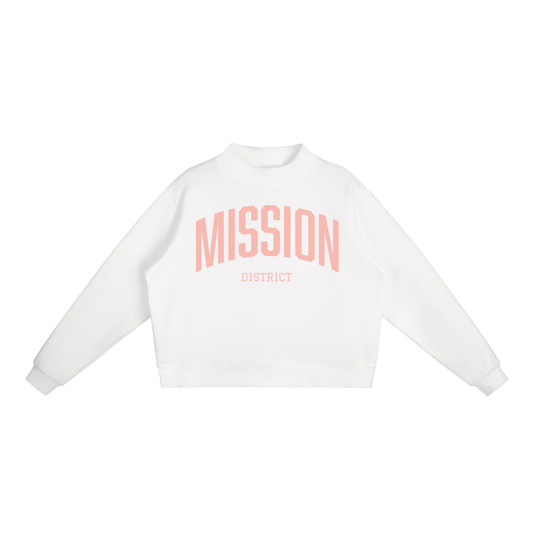 Mission Disrict SF Rose Essential Women Fleece Mock-Neck Crew Sweatshirt