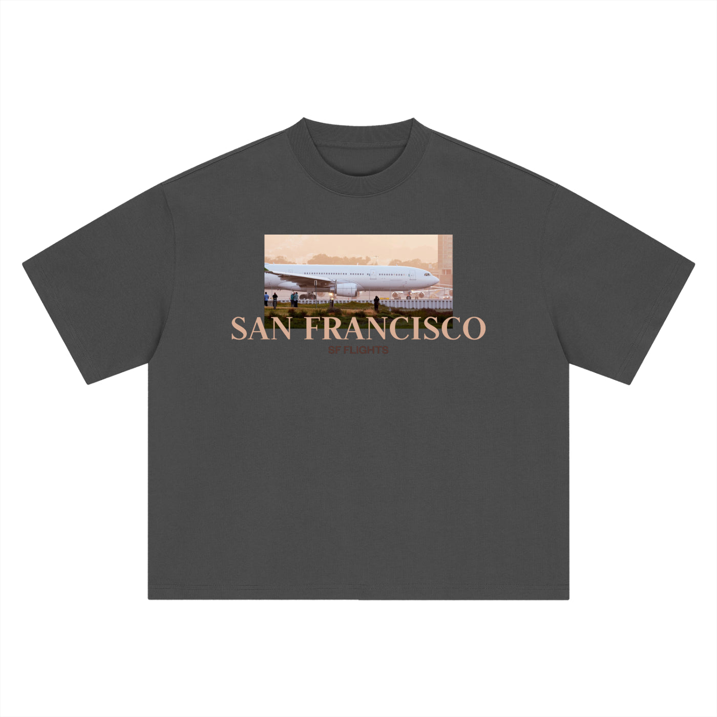 Boxy Oversized T-Shirt — A330 Golden Hour at SFO