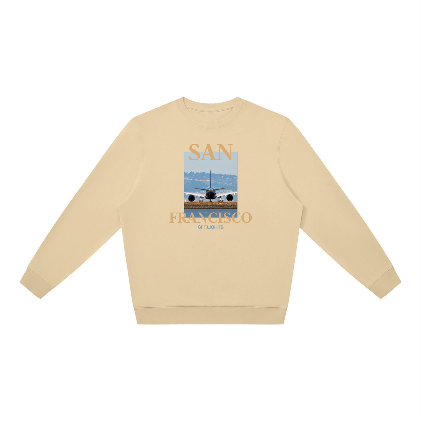 Unisex Oversized Crewneck Sweatshirt — A350 at San Francsico Airport