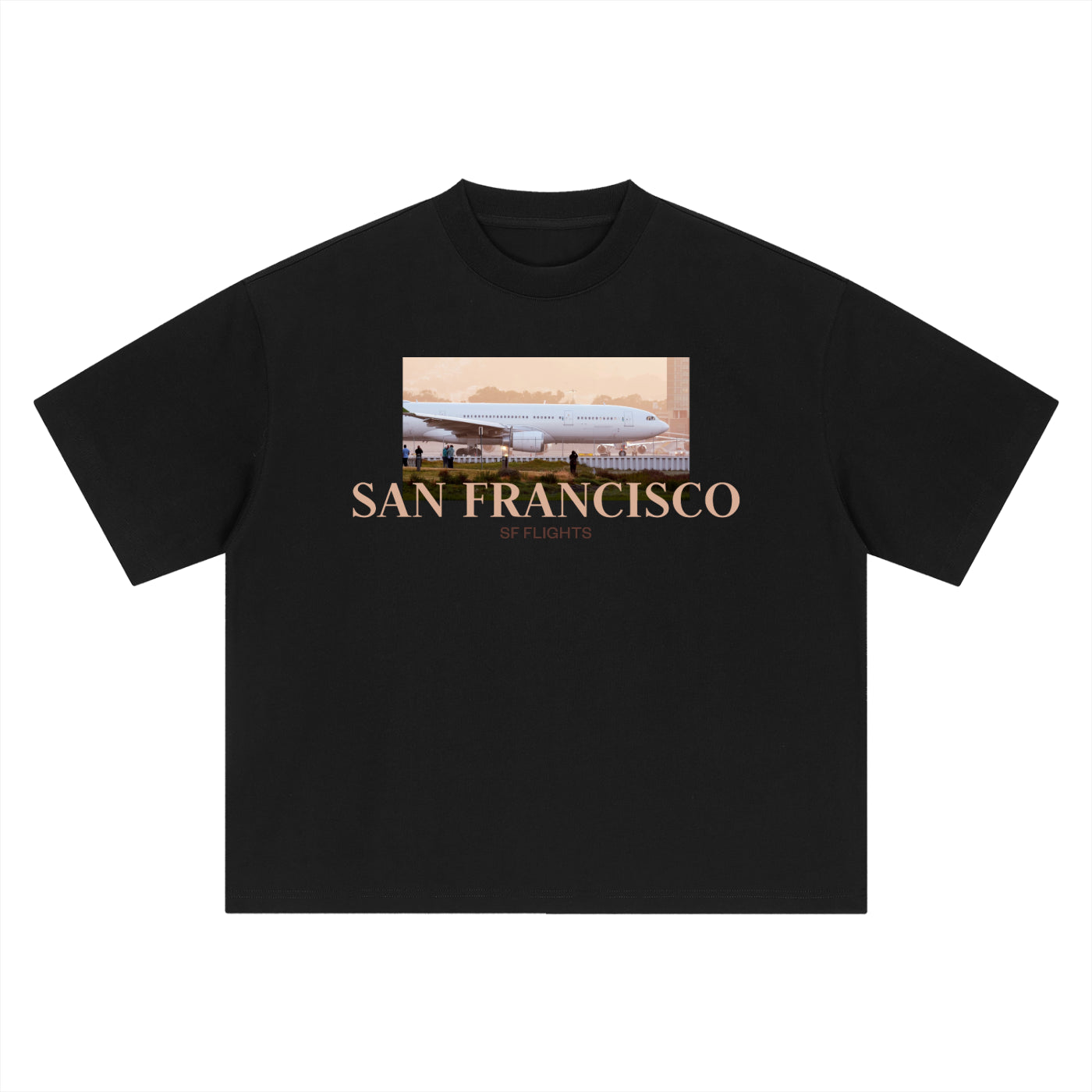 Boxy Oversized T-Shirt — A330 Golden Hour at SFO