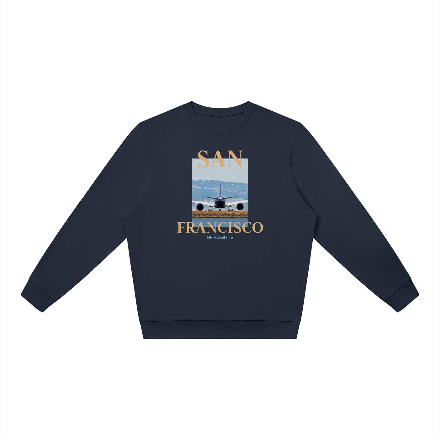 Unisex Oversized Crewneck Sweatshirt — A350 at San Francsico Airport