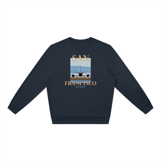 Unisex Oversized Crewneck Sweatshirt — A350 at San Francsico Airport