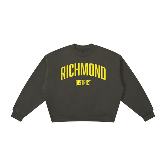 Richmond District SF Yellow Boxy Fleece Crewneck Sweatshirt
