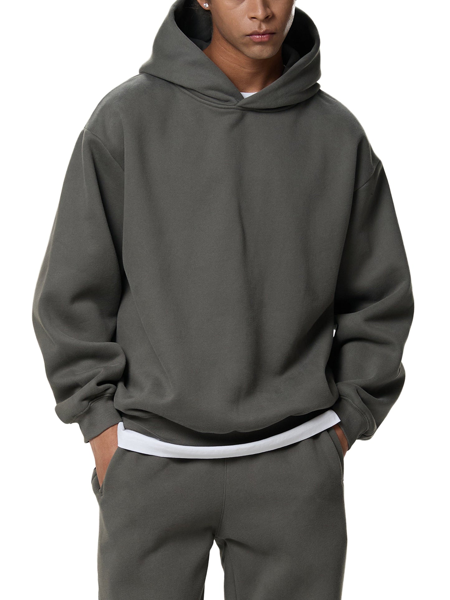 Fleeced Boxy Hoodie — A350 Taxiing at San Francisco Airport