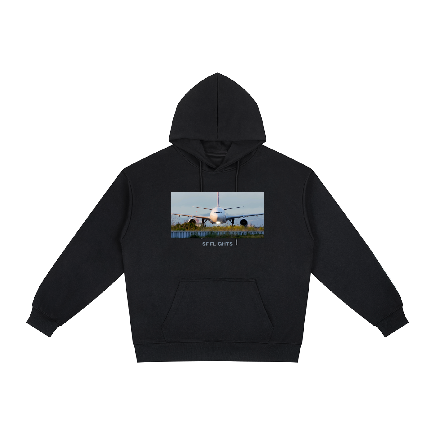 Relaxed Fit Hoodie — A330 Taxiing at SFO After Landing