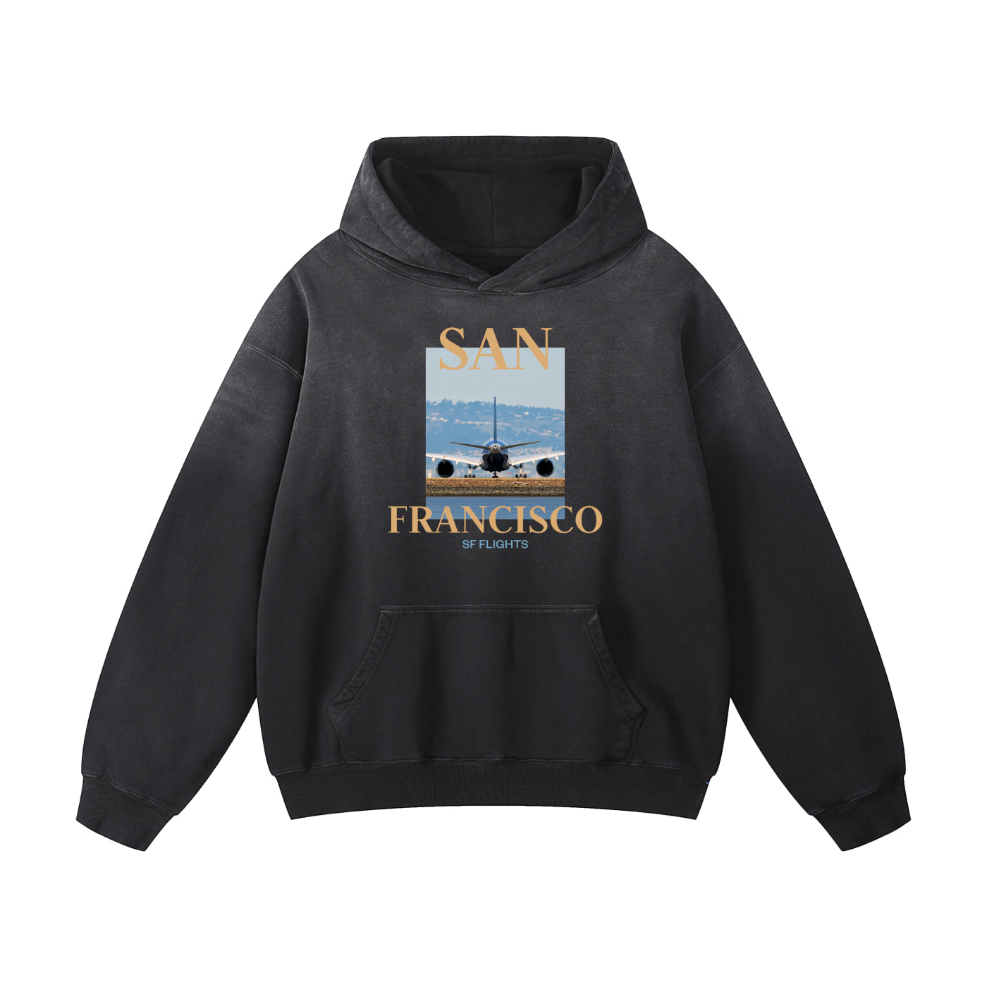 Heavyweight Sunfade Oversized Hoodie — A350 Ready for Departure