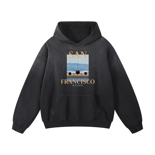 Heavyweight Sunfade Oversized Hoodie — A350 Ready for Departure