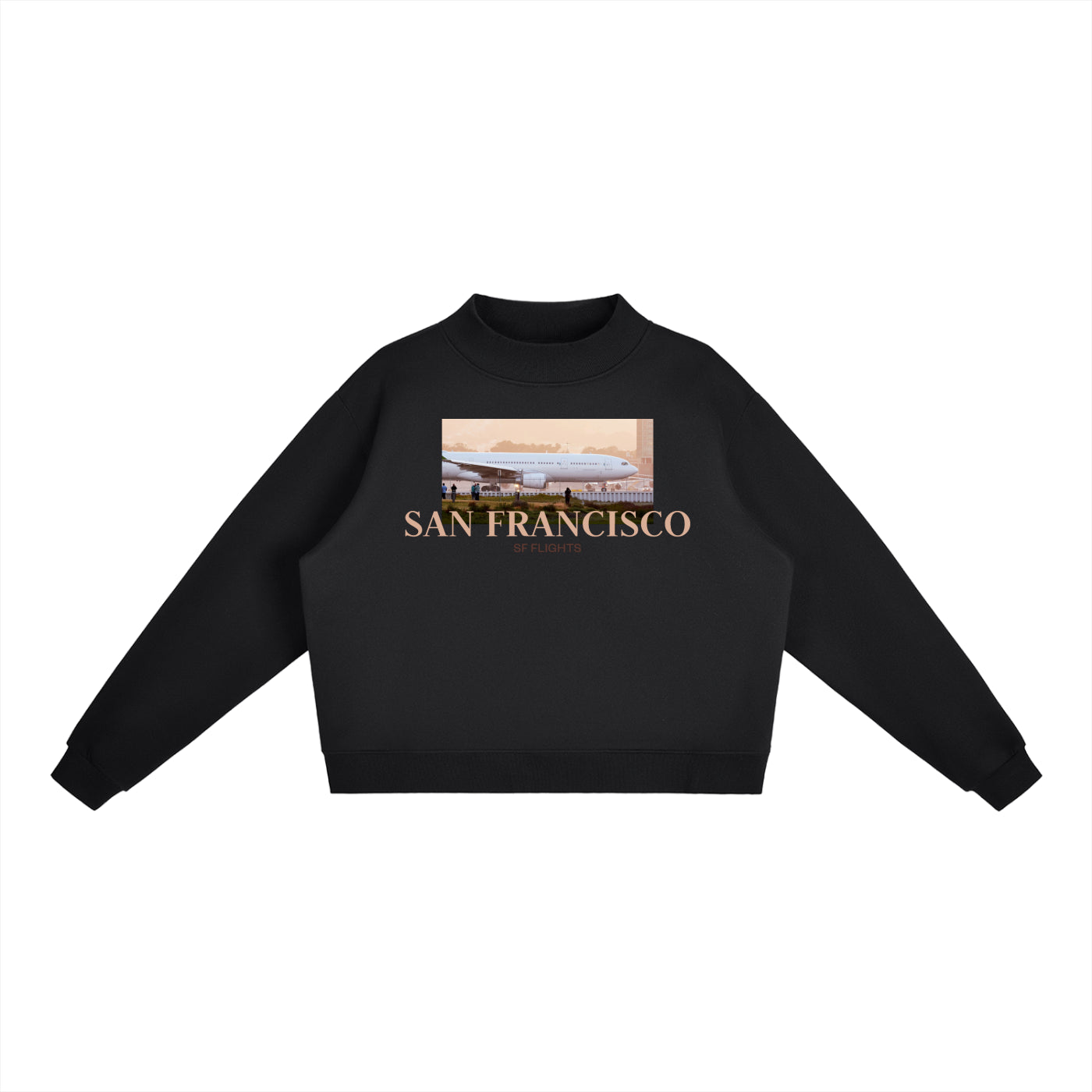 Essential Fleece Mock-Neck Crew Sweatshirt — AvGeek SFO Golden Hour Edition