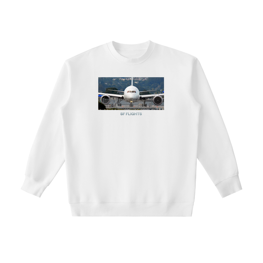 Essential Heavyweight Crewneck Sweatshirt — B787 Dreamliner at SFO Airport