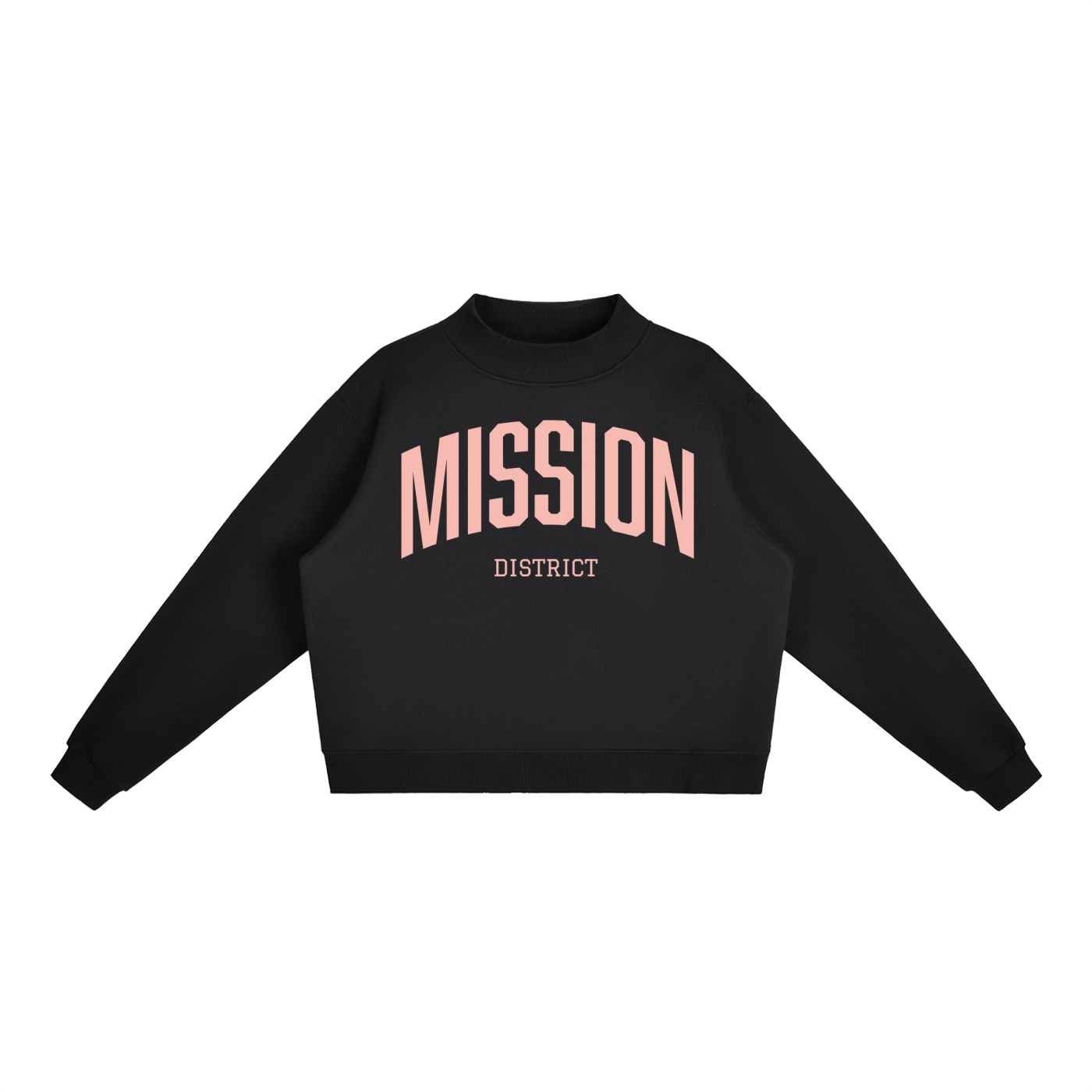 Mission Disrict SF Rose Essential Women Fleece Mock-Neck Crew Sweatshirt
