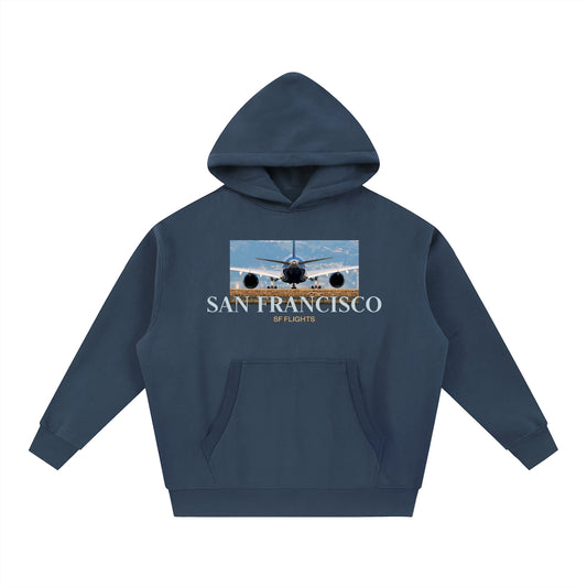 SF Flights A350 SFO Airport Oversized Boxy Fleece Hoodie
