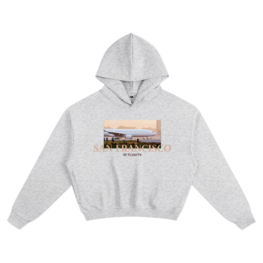 Unisex Cotton Cropped Hoodie — A330 Golden Hour Departure