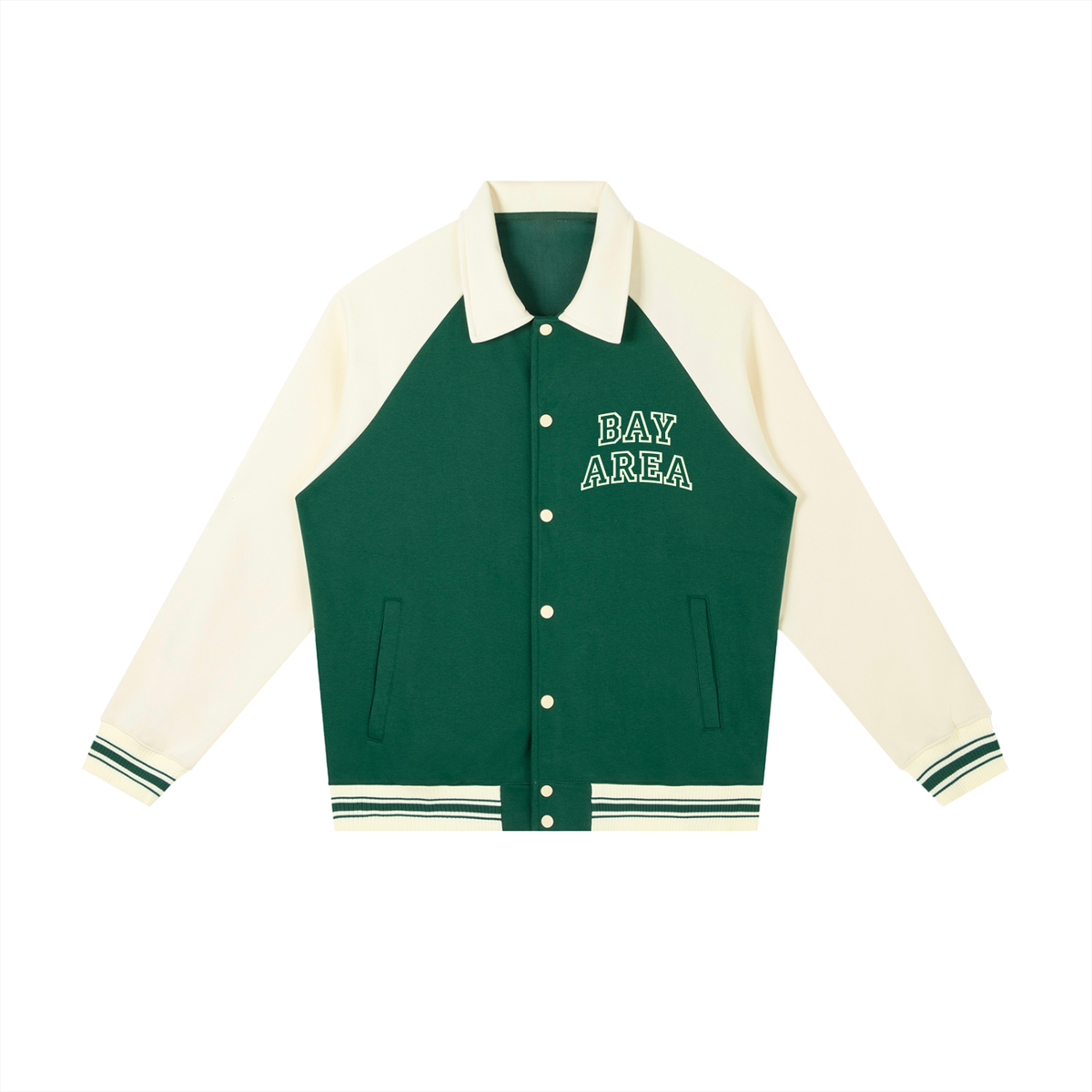 Bay Area Contrast Raglan Sleeve Baseball Jacket