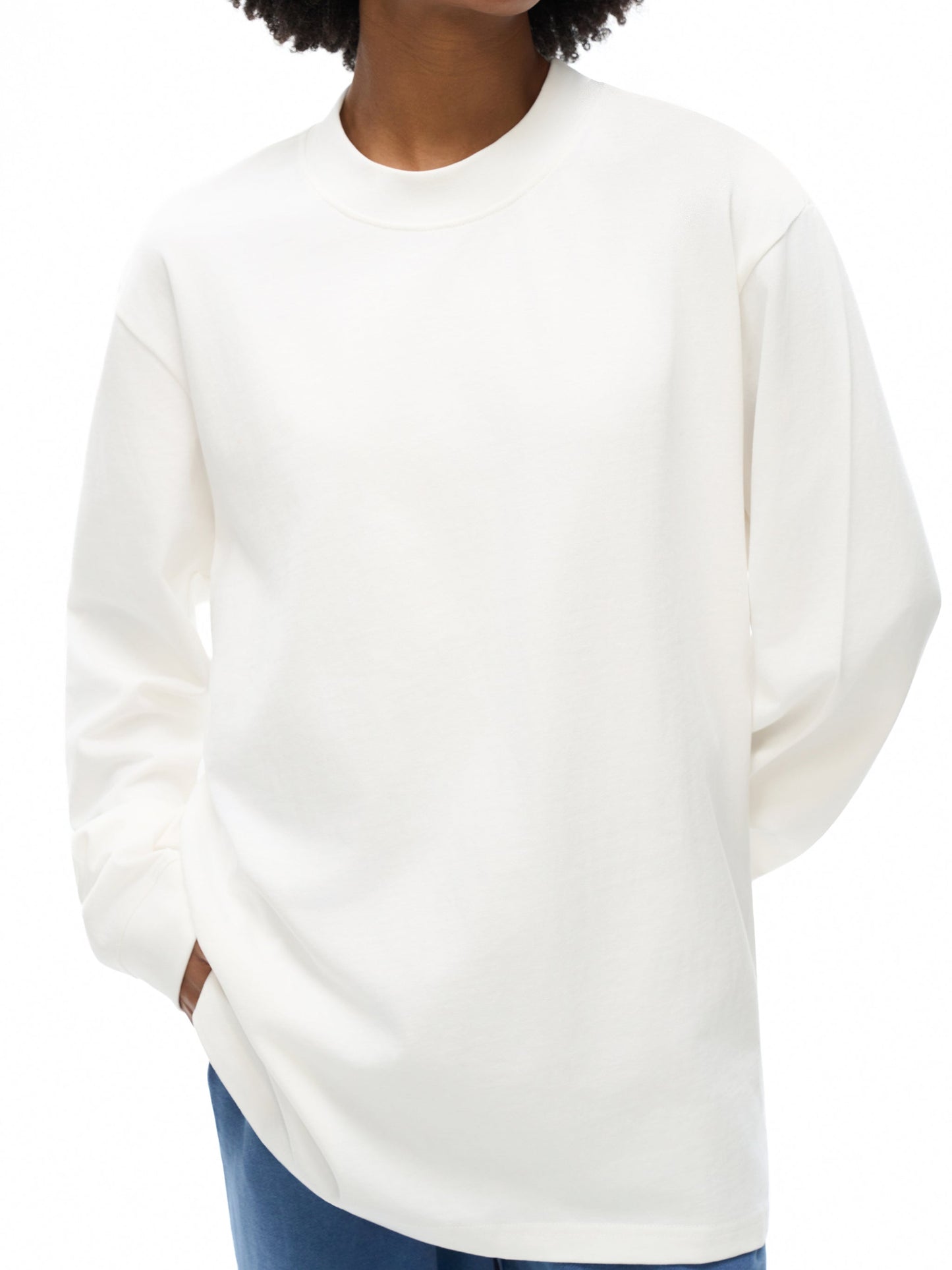 Essential Non-Shrink Mock Neck Sweatshirt — Ready for Departure at SFO Airport
