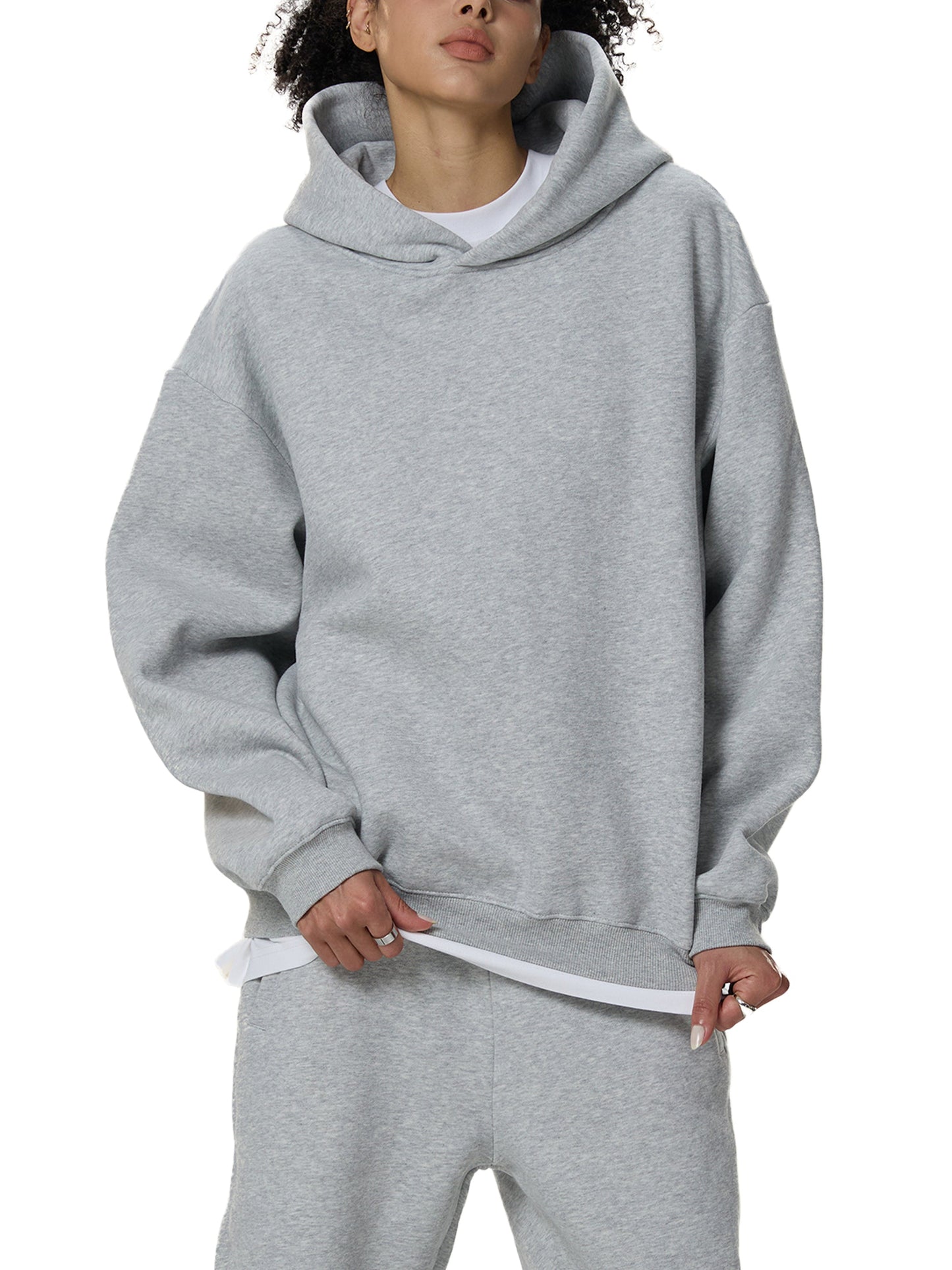 Fleeced Boxy Hoodie — A350 Taxiing at San Francisco Airport