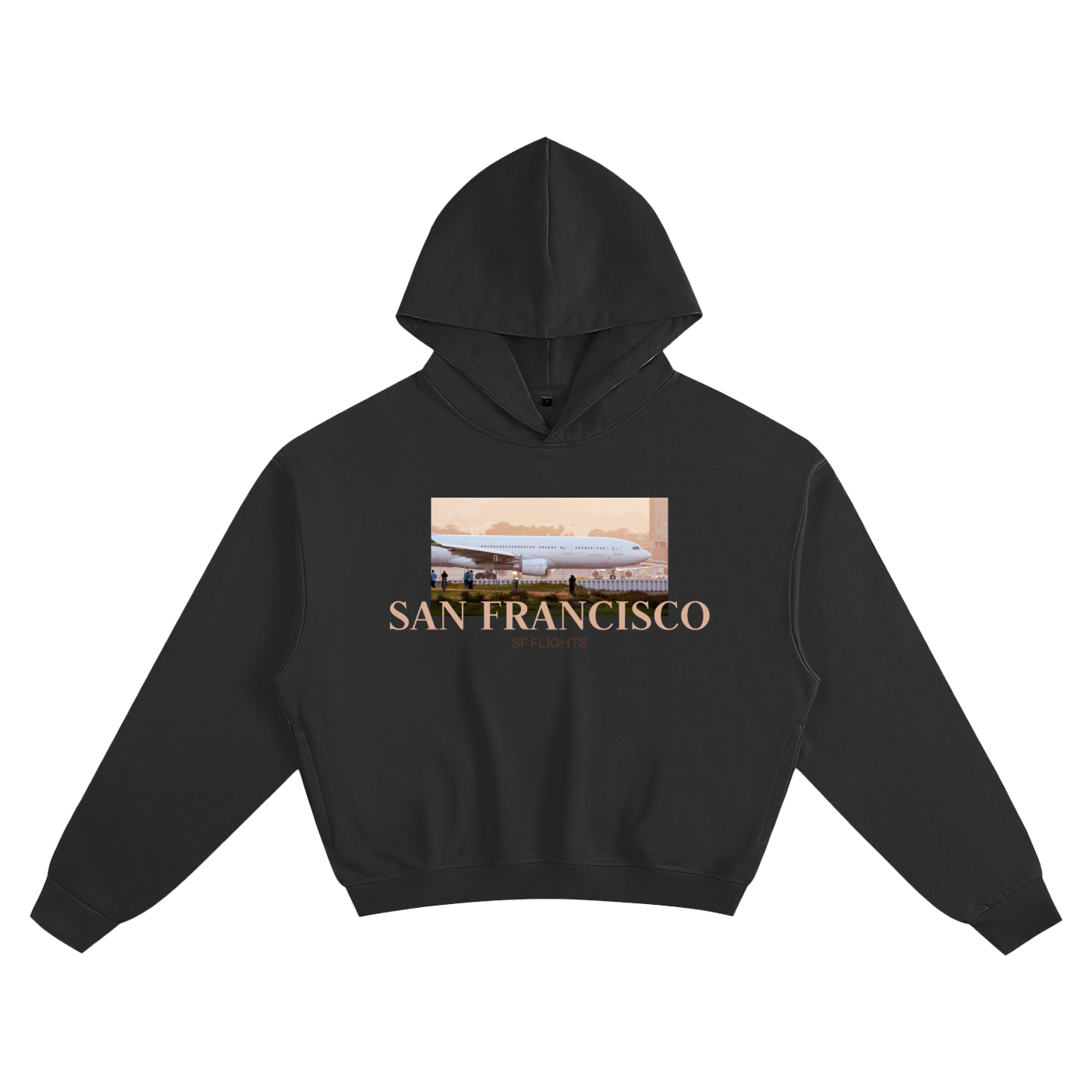 Unisex Cotton Cropped Hoodie — A330 Golden Hour Departure