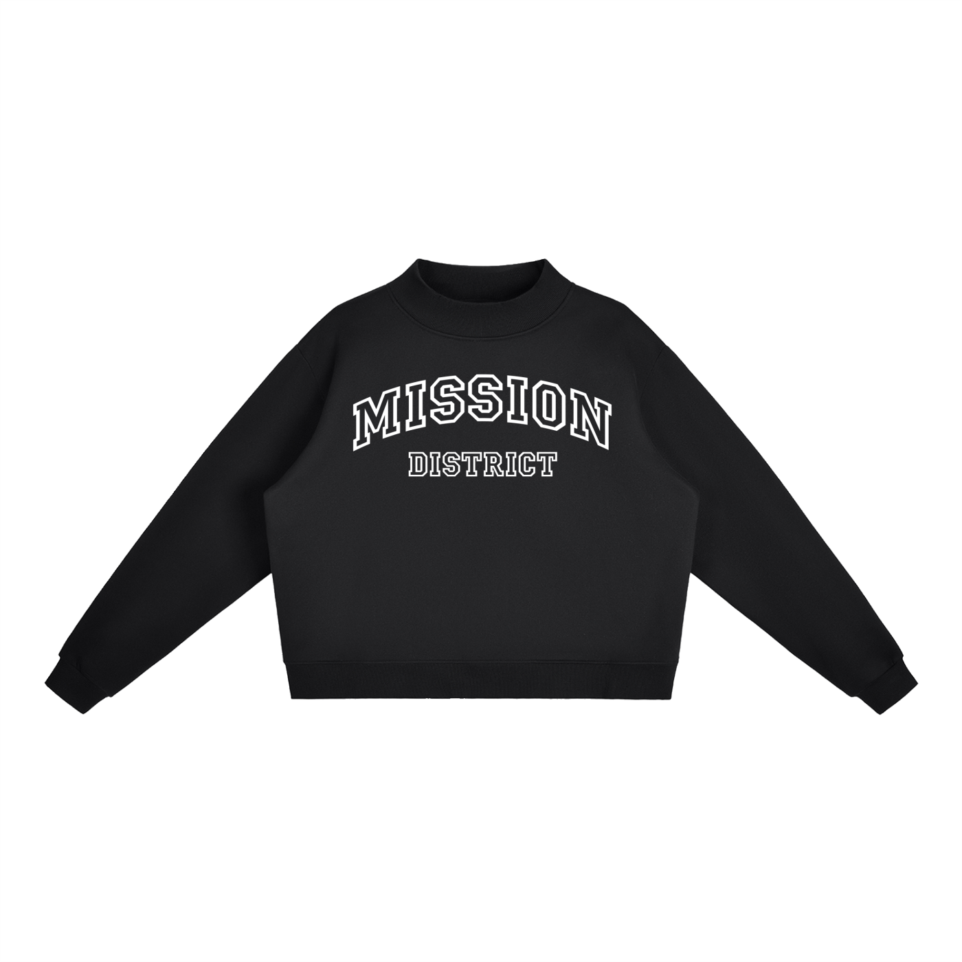 Mission District SF Essential Women Fleece Mock-Neck Crew Sweatshirt