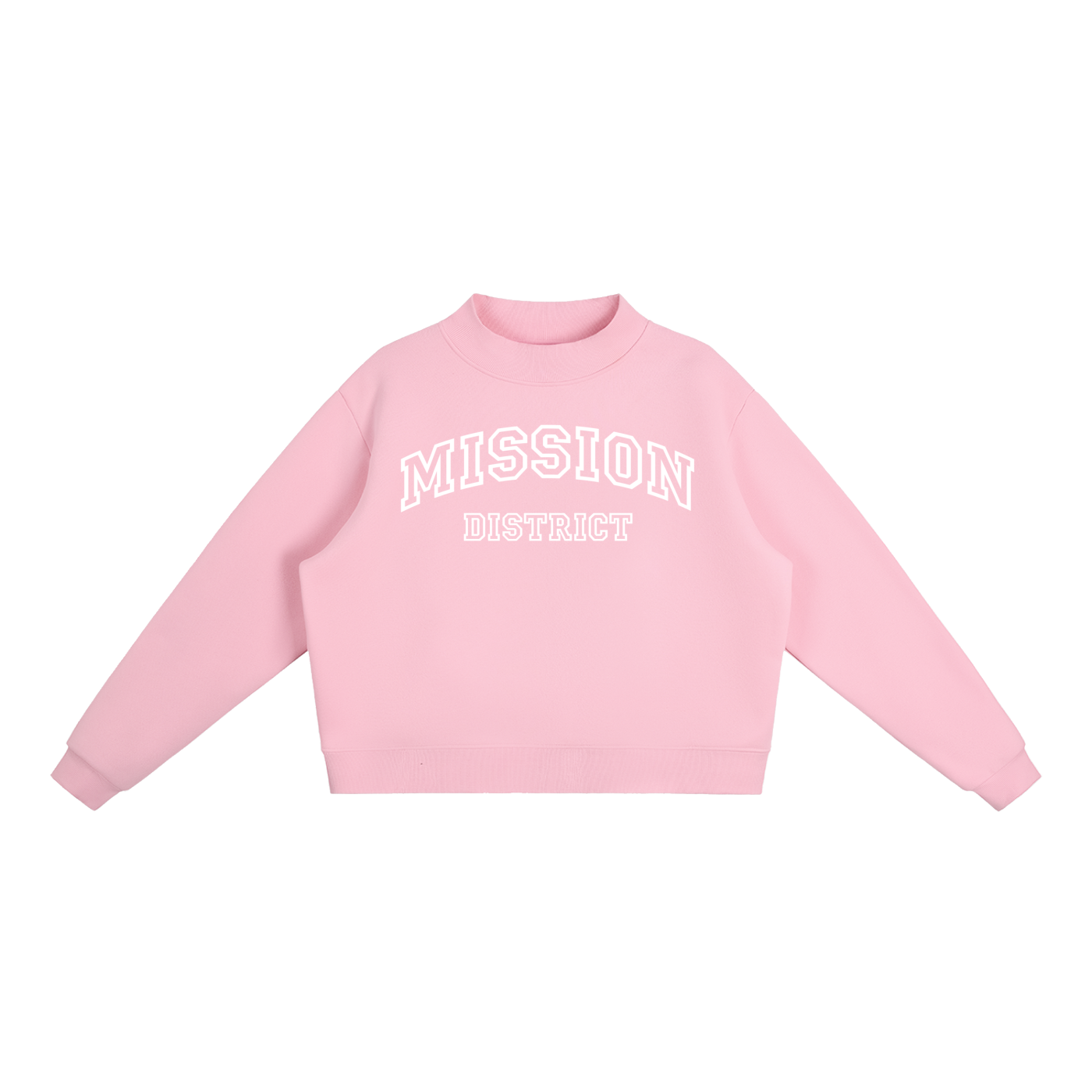 Mission District SF Essential Women Fleece Mock-Neck Crew Sweatshirt