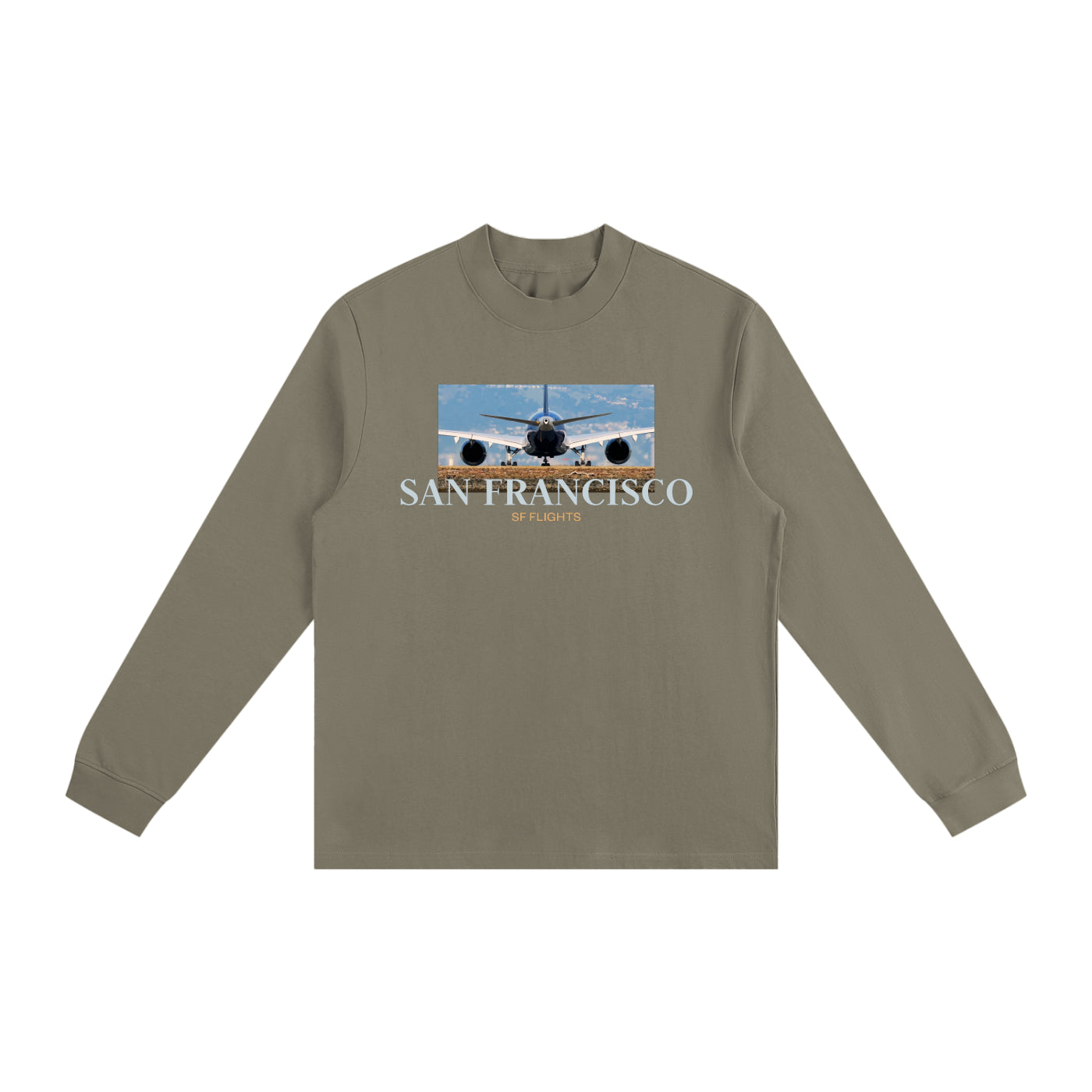 Essential Non-Shrink Mock Neck Sweatshirt — Ready for Departure at SFO Airport