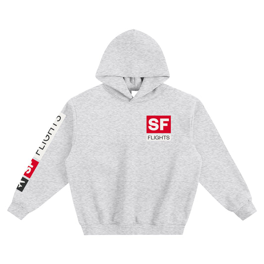 Fleeced Boxy Hoodie — SF Flights Logo Edition