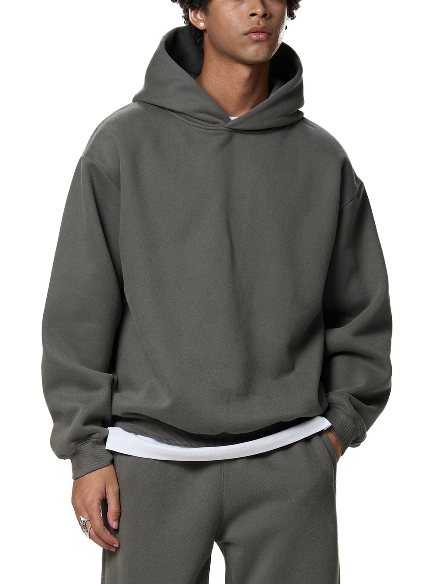 Fleeced Boxy Hoodie — A350 Taxiing at San Francisco Airport