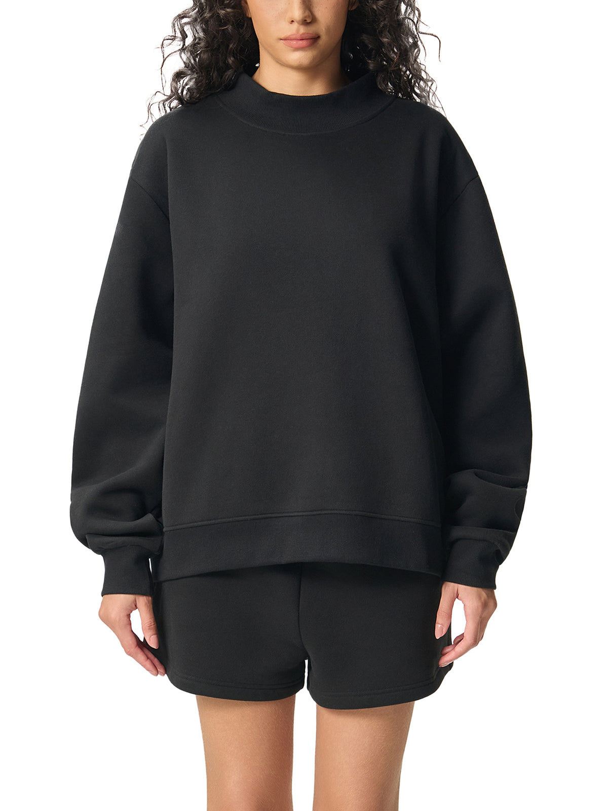 Women's Mission District SF Essential Fleece Mock-Neck Crew Sweatshirt