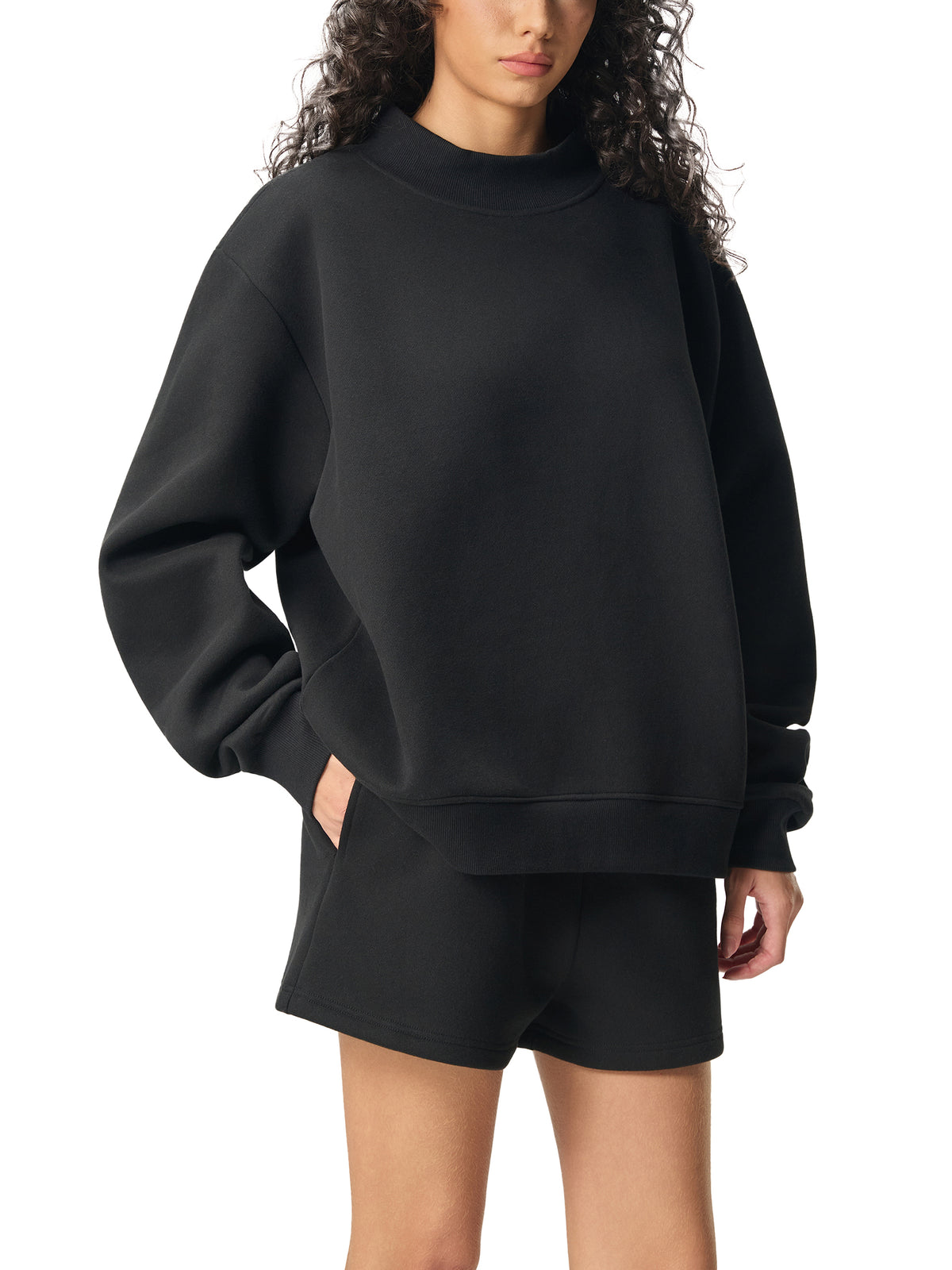 Women's Mission District SF Essential Fleece Mock-Neck Crew Sweatshirt